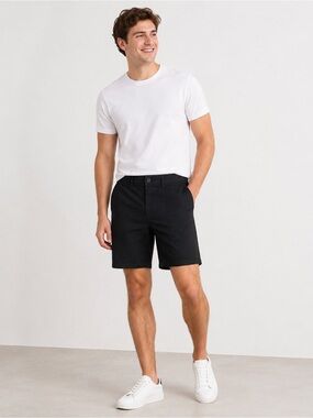 GAP Essential Khaki 9" Shorts Mens 28 True Black Cotton Stretch Chino Casual